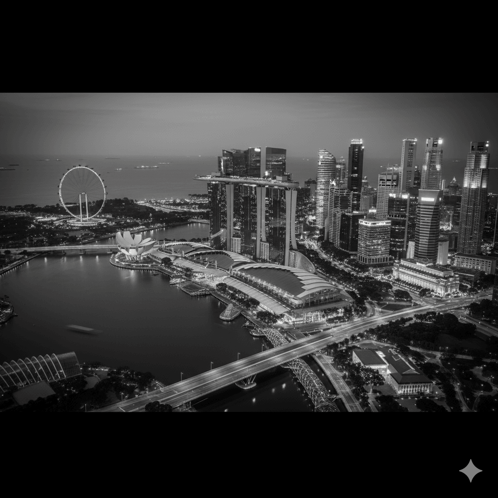 Singapore Marina Bay aerial background